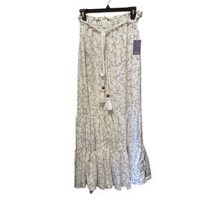 NWT Indigo Rising Maxi Boho Peasant Skirt with Tassel Belt Size L